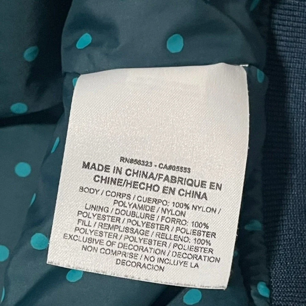 Nike Jacket Mens Medium Teal Blue Bomber MA-1 Polka‎ Dot Lined Flight Full Zip